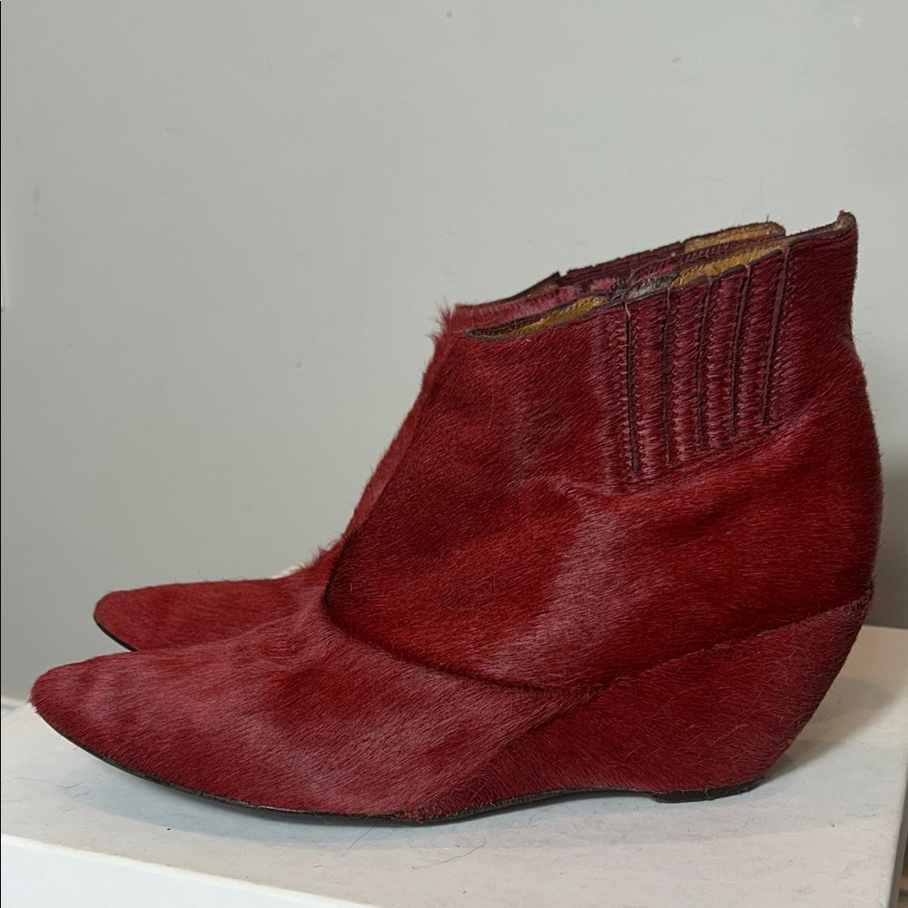 Matisse Red Pony Hair Ankle Boots